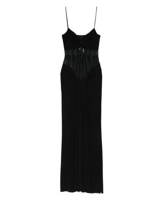 Nissa Black Maxikleid mit Sheer-Einsatz