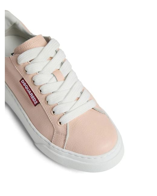 DSquared² Pink Logo-Embossed Lace-Up Sneakers