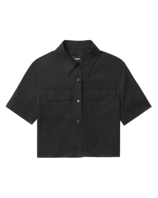 we11done Black Cropped-Hemd aus Popeline