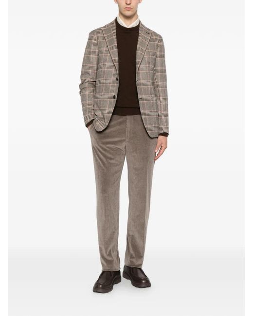 Tagliatore Gray Check-Pattern Notched-Lapel Blazer for men