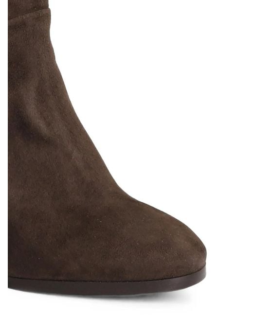 Julie Dee Brown Suede Block-Heel Boots