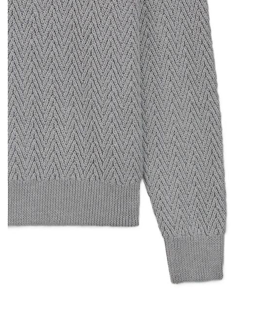 Boss Gray Sweater With Herringbone Structure for men
