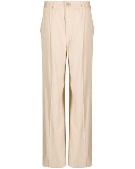 Rodebjer Pressed-crease Straight-leg Trousers in Natural | Lyst