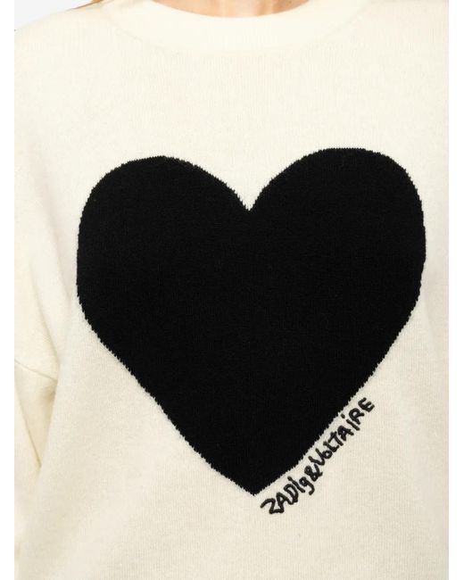 Zadig & Voltaire Black Pull Gaby En Maille Intarsia À Motif Cœur