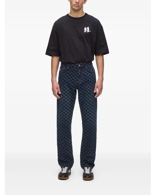 Karl Lagerfeld Blue All-over Monogram-print Jeans for men