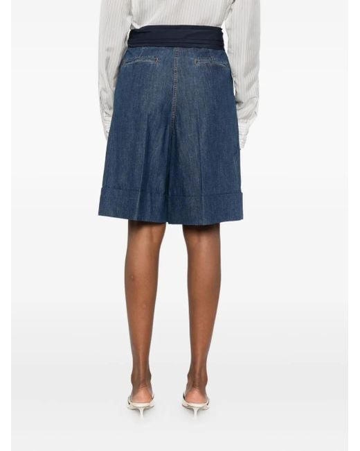 Valentino Garavani Blue Bow-Embellished Denim Shorts