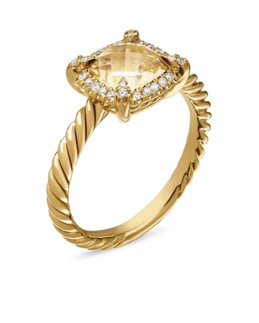 David Yurman Petite Chatelaine シトリン&ダイヤモンド リング 7mm 18kイエローゴールド Metallic