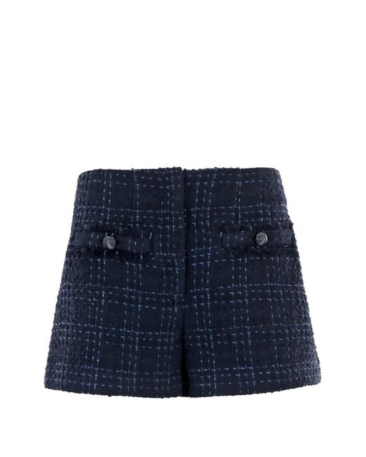 Veronica Beard Blue Gershwin Button Check Shorts