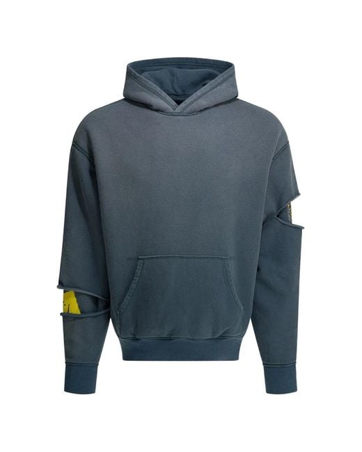 Kapital Blue Cut-Out Layered Hoodie for men