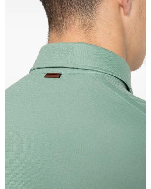 Zegna Green Pique Polo Shirt for men