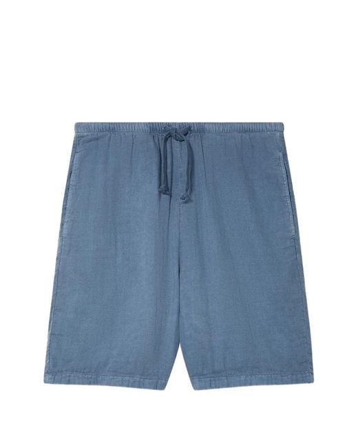 Save Khaki Blue Drawstring Elasticated-Waist Shorts for men