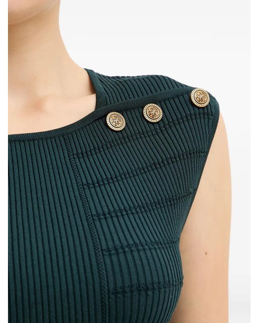 Guess Blue Button Ribbed Top