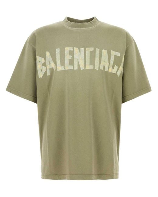 Balenciaga Green Logo-Print T-Shirt for men