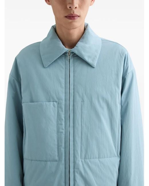 Jil Sander Blue Cotton Poplin Padded Overshirt for men