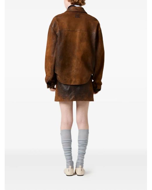 Miu Miu Brown Flap-Pocket Mini Skirt