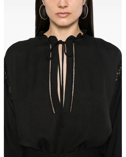 IRO Black Ganitte motif-embroidered blouse