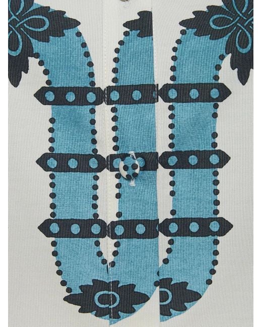 LaDoubleJ Blue Choux Printed Cotton Shirt Dress
