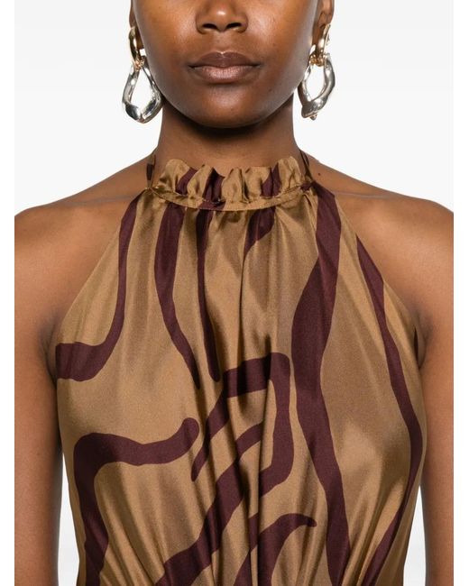 Raquel Diniz Natural Zebra Halterneck Dress