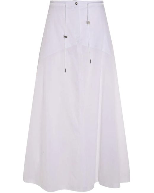 Add White Drawstring-Waist Skirt