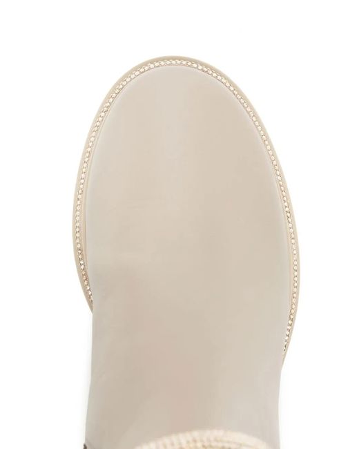Rene Caovilla Natural Studded-Strap Leather Chelsea Boots