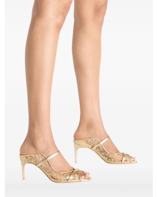 Malone Souliers Natural Noah Flower-Embroidered Sandals