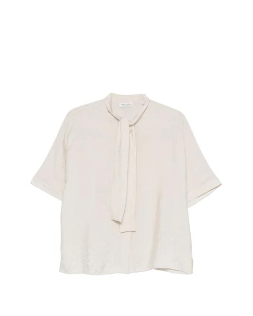 Marc O' Polo White Pussy-Bow Short-Sleeve Blouse