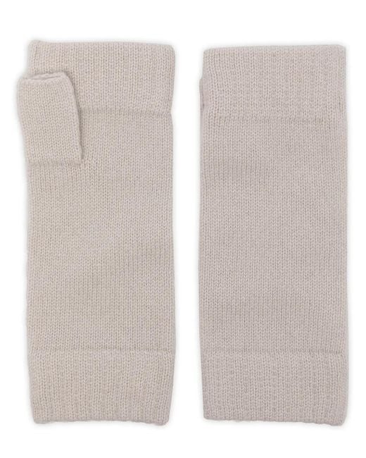 N.Peal Cashmere White Fingerless Cashmere Gloves