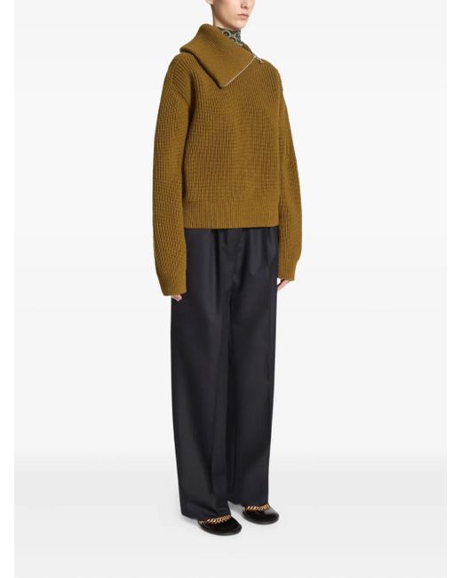 Dries Van Noten Blue Pleated Wool Pants