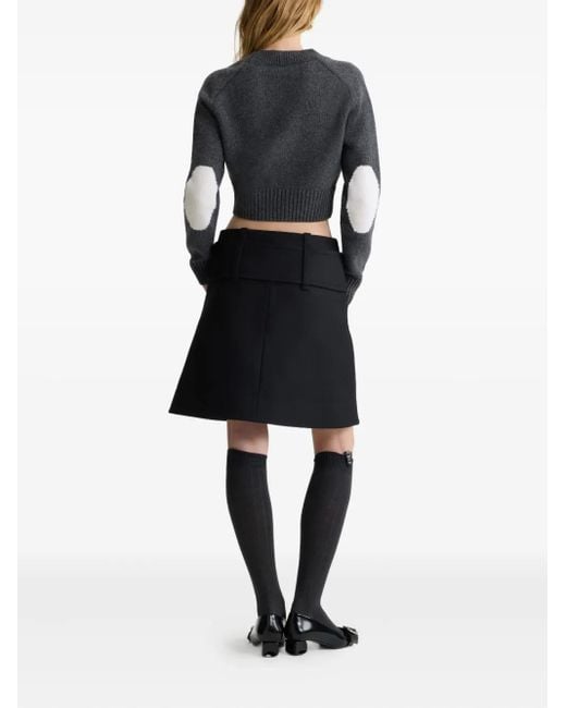 Patou Black Elbow-Patch Button Cardigan