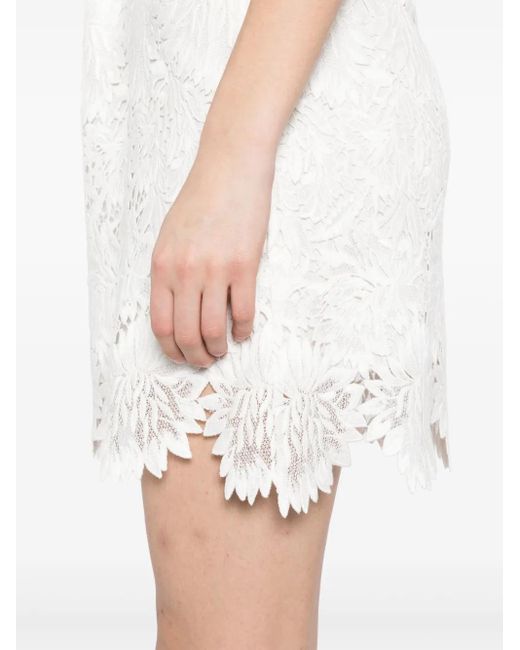 Ermanno Scervino White Floral Lace Mini Skirt