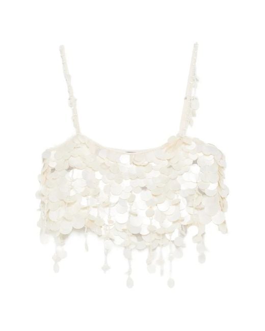 retroféte White Eudora Beaded-Embellishment Top