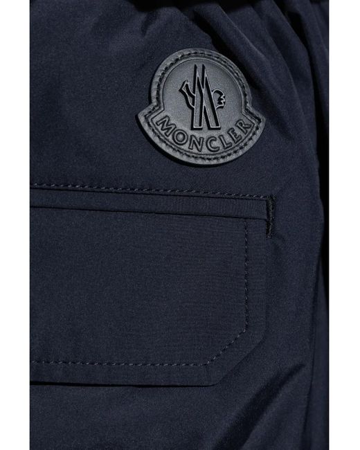 Moncler Blue Logo-Patch Trousers for men