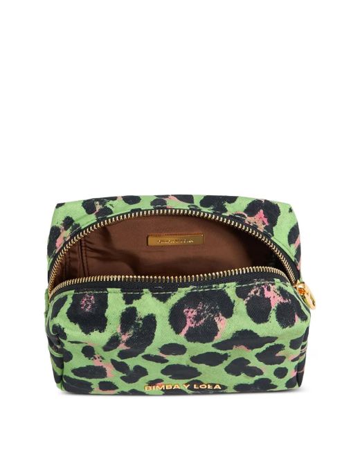 Bimba Y Lola レオパード コスメポーチ Green