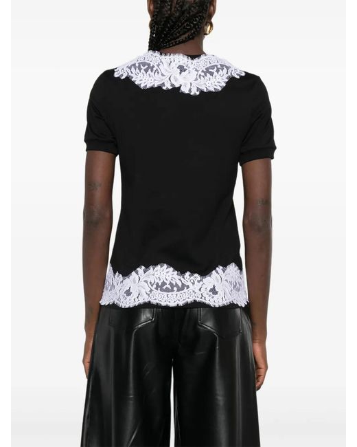 Dolce & Gabbana Black Dna Lace-Trimmed Cotton T-Shirt