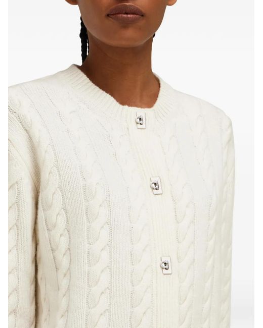 Ferragamo White Cable-Knit Cardigan