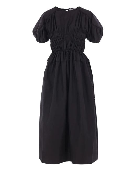 CECILIE BAHNSEN Black Smocked Midi Dress