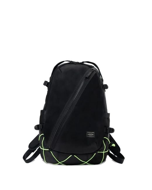 Porter-Yoshida and Co Black Things Diagonal-Zip Cross-Strap Backpack for men