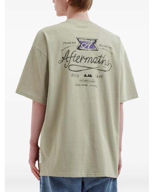AFTERMATHS Green Logo-Print Cotton T-Shirt for men