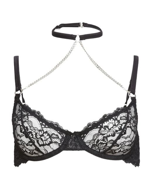 Fleur du Mal Black Bianca Chain Lace Bra