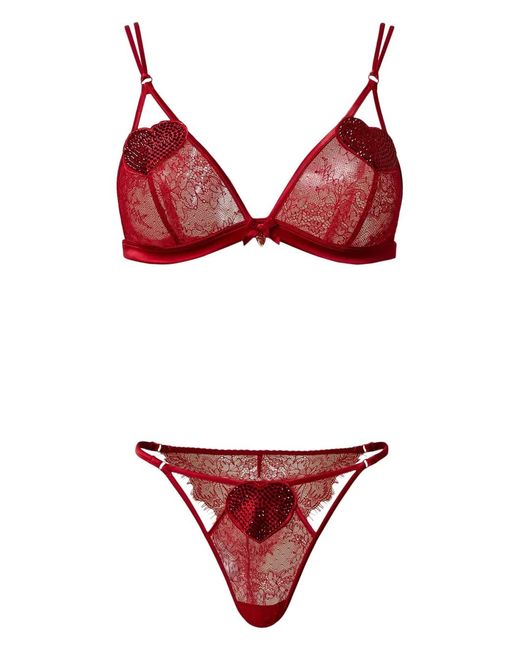 Twinset Red Lace Triangle Bra And Briefs Set