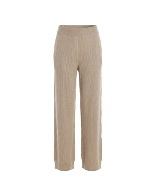 Brunello Cucinelli Natural Ribbed-Knit Cashmere Trousers