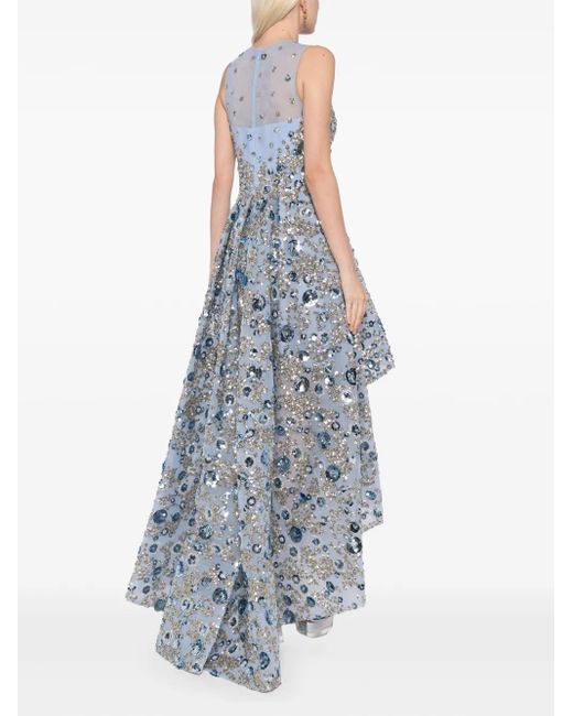 Saiid Kobeisy Blue Sequin-Embellished Tulle Dress