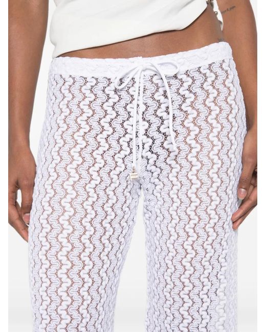 Fisico White Open-Work Drawstring Beach Trousers