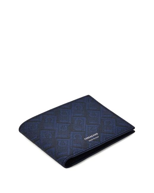 Ferragamo Blue Monogram Print Wallet for men