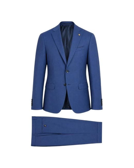 Latorre Blue Single-Breasted Notched-Lapel Suit for men