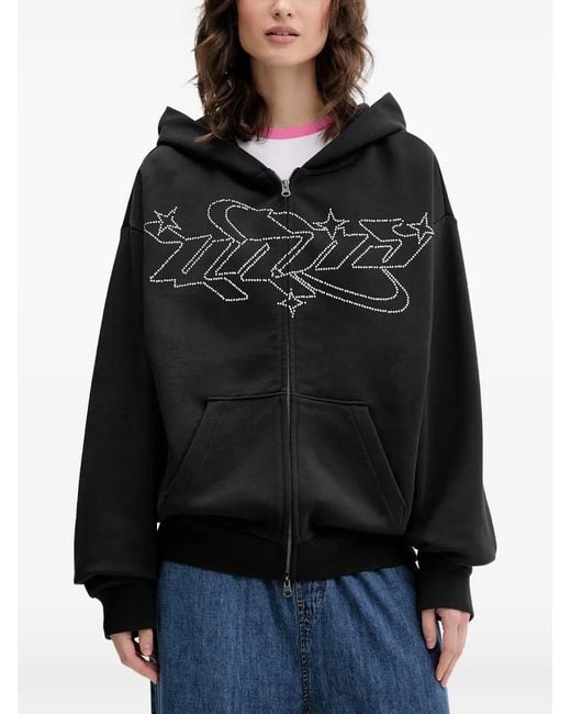Vans Black Rhinestone-Embellished Zip-Up Hoodie