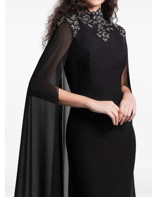 Gemy Maalouf Black Embellished High-Collar Midi Dress