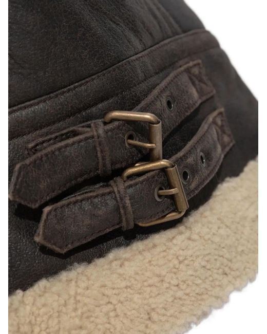 DSquared² Black Lederjacke mit Shearling-Kragen