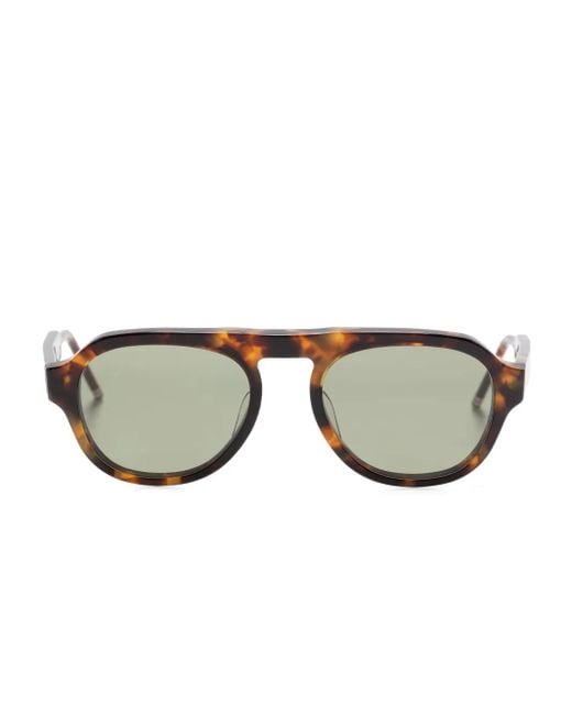 Thom Browne Brown Tortoiseshell Oval Acetate Sunglasses
