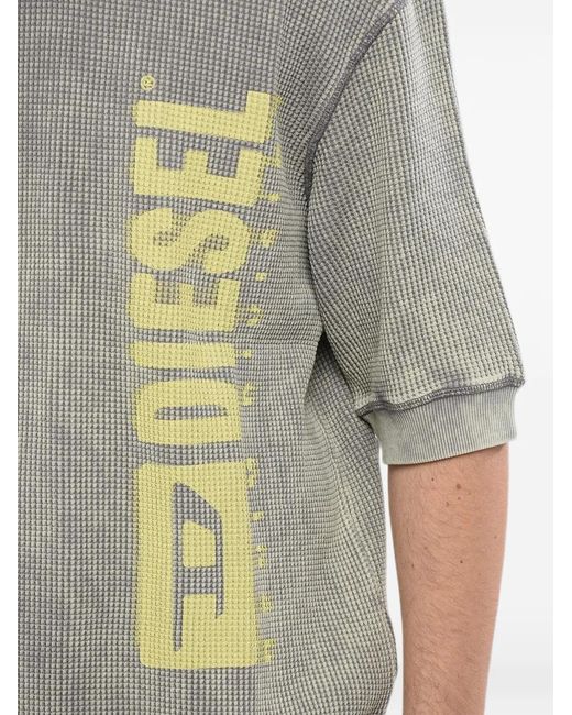 DIESEL Gray Tag Acid-Wash Logo-Print Sweater for men